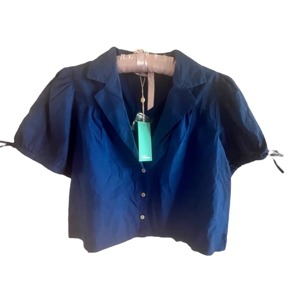 SHORE Brand Talia Button Down Navy NWT X Small